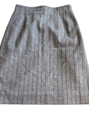 Marc Cain Wool Cashmere Striped Mini Skirt Size N2 Brown Gray